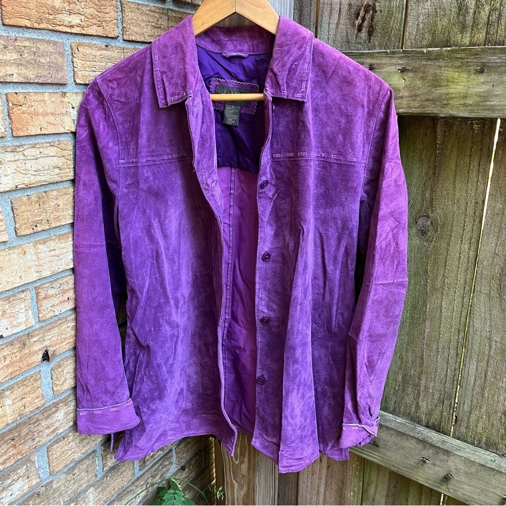 Vintage Vibrant Purple Women's Suede 100% Leather Jacket
